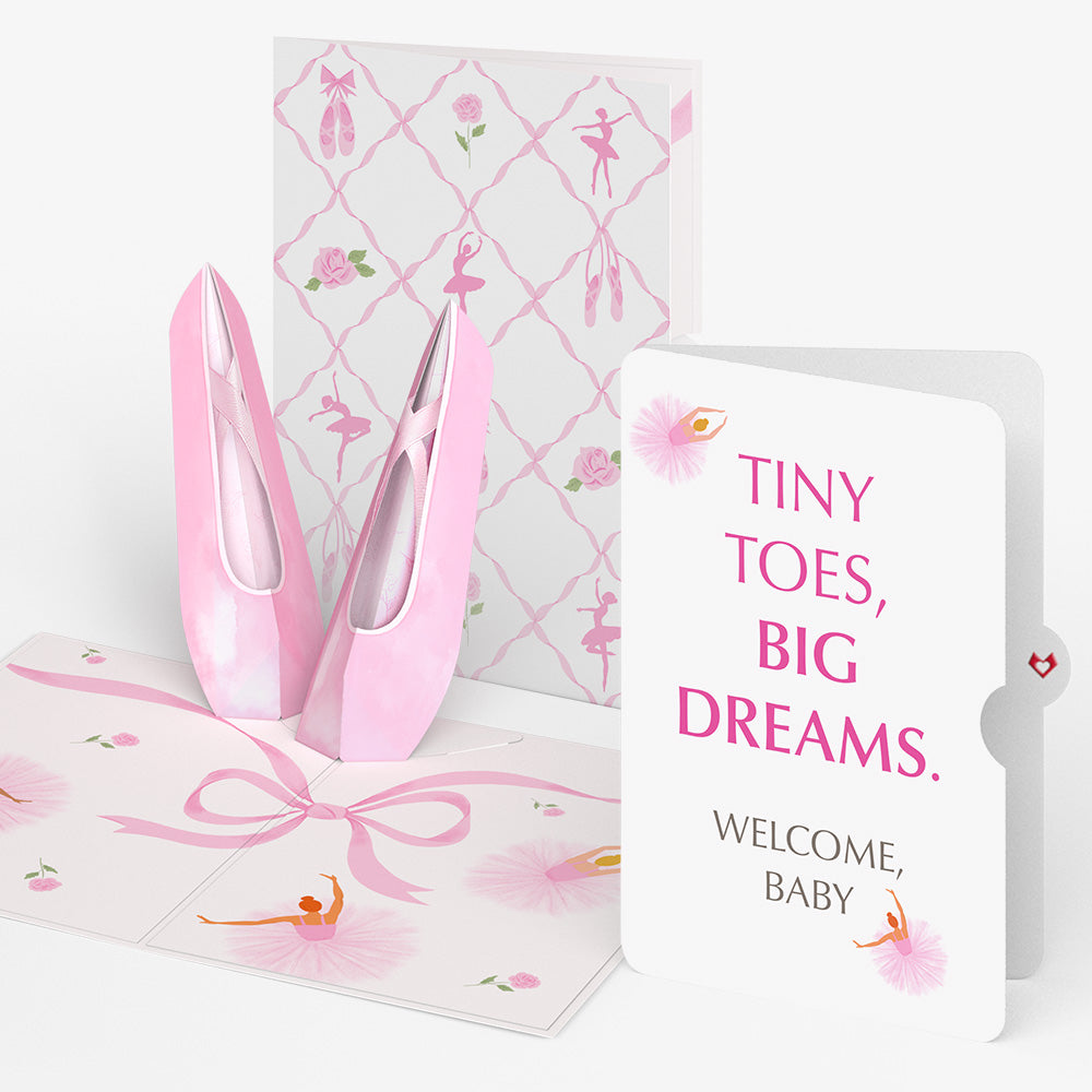 Ballet Slippers New Baby Pop-Up Card and Sentiment Set
