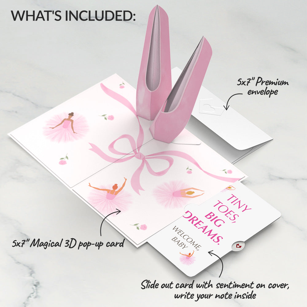 Ballet Slippers New Baby Pop-Up Card and Sentiment Set