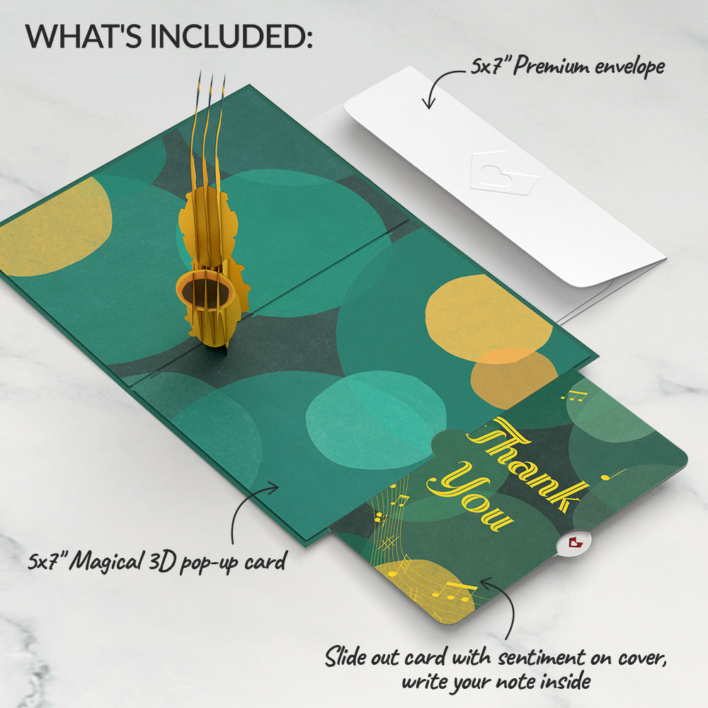 Saxophone Thank You Pop-Up Card and Sentiment Set