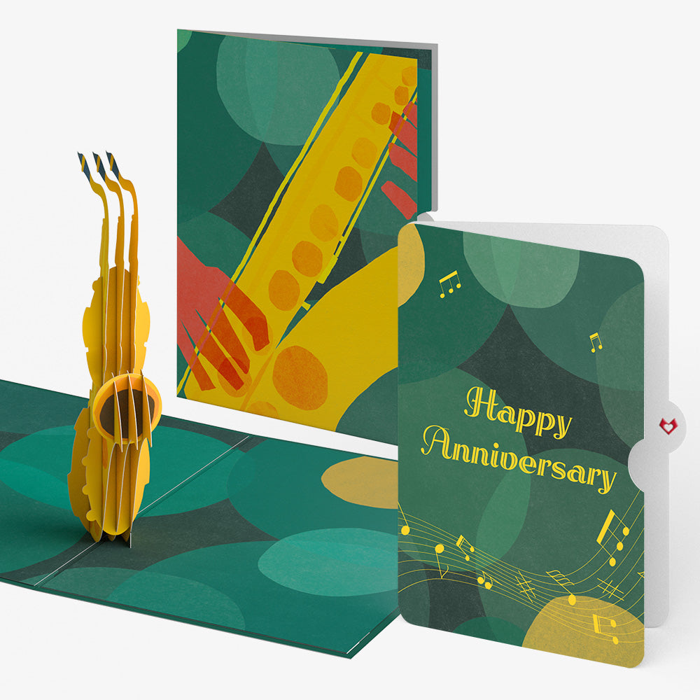Saxophone Anniversary Pop-Up Card and Sentiment Set