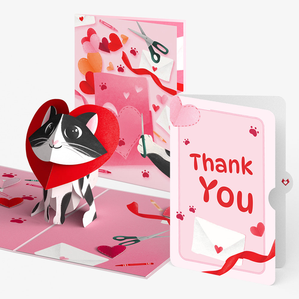 Crafty Love Cat Thank You Pop-Up Card and Sentiment Set