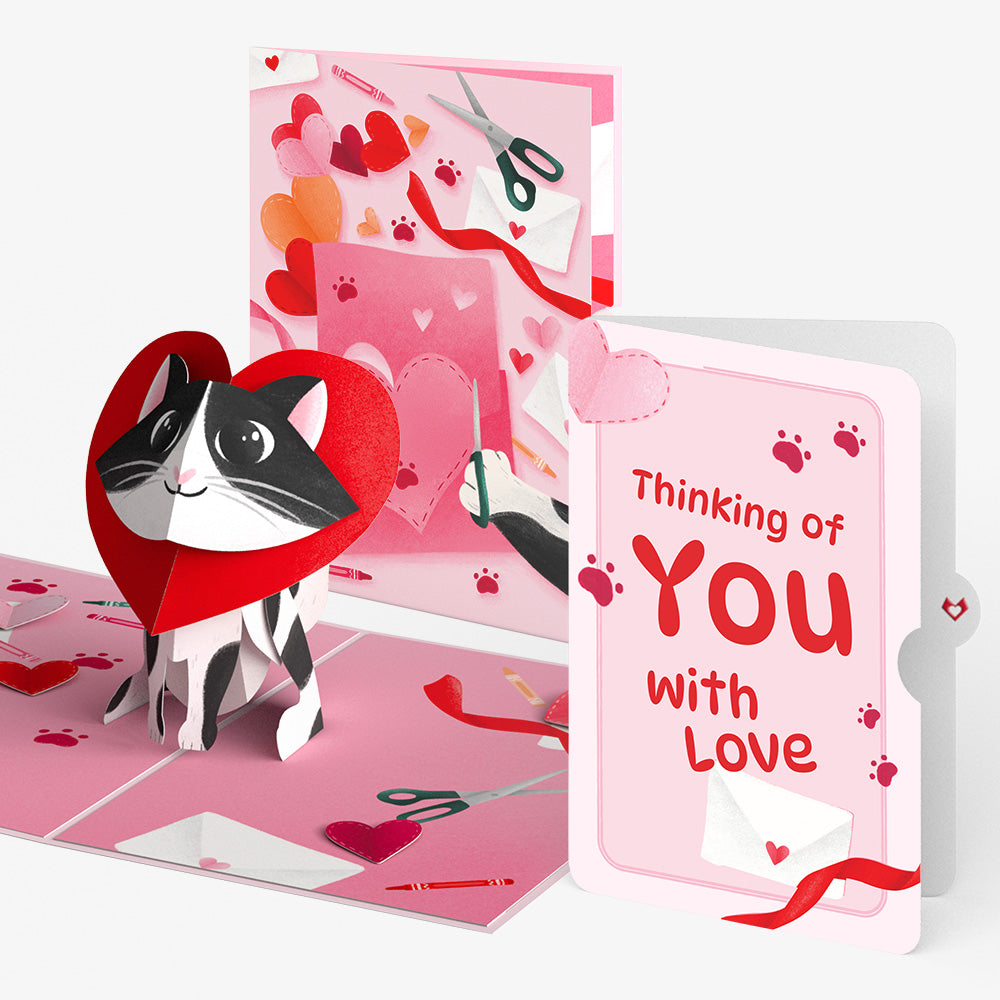 Crafty Love Cat Thinking of You Pop-Up Card and Sentiment Set