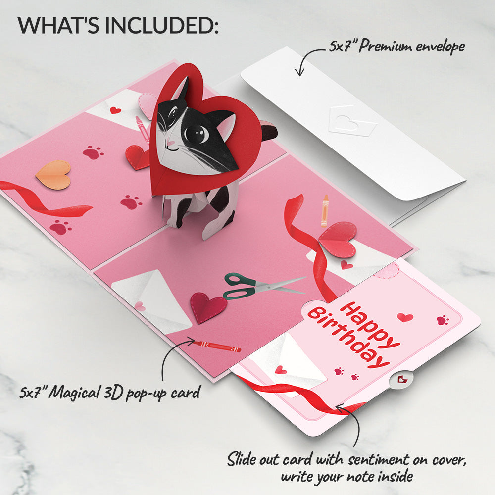 Crafty Love Cat Birthday Pop-Up Card and Sentiment Set