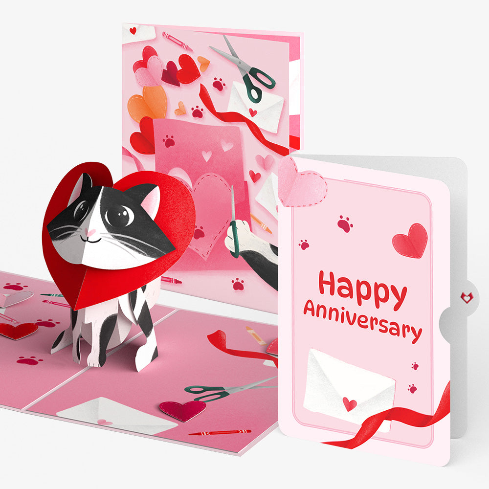 Crafty Love Cat Anniversary Pop-Up Card and Sentiment Set