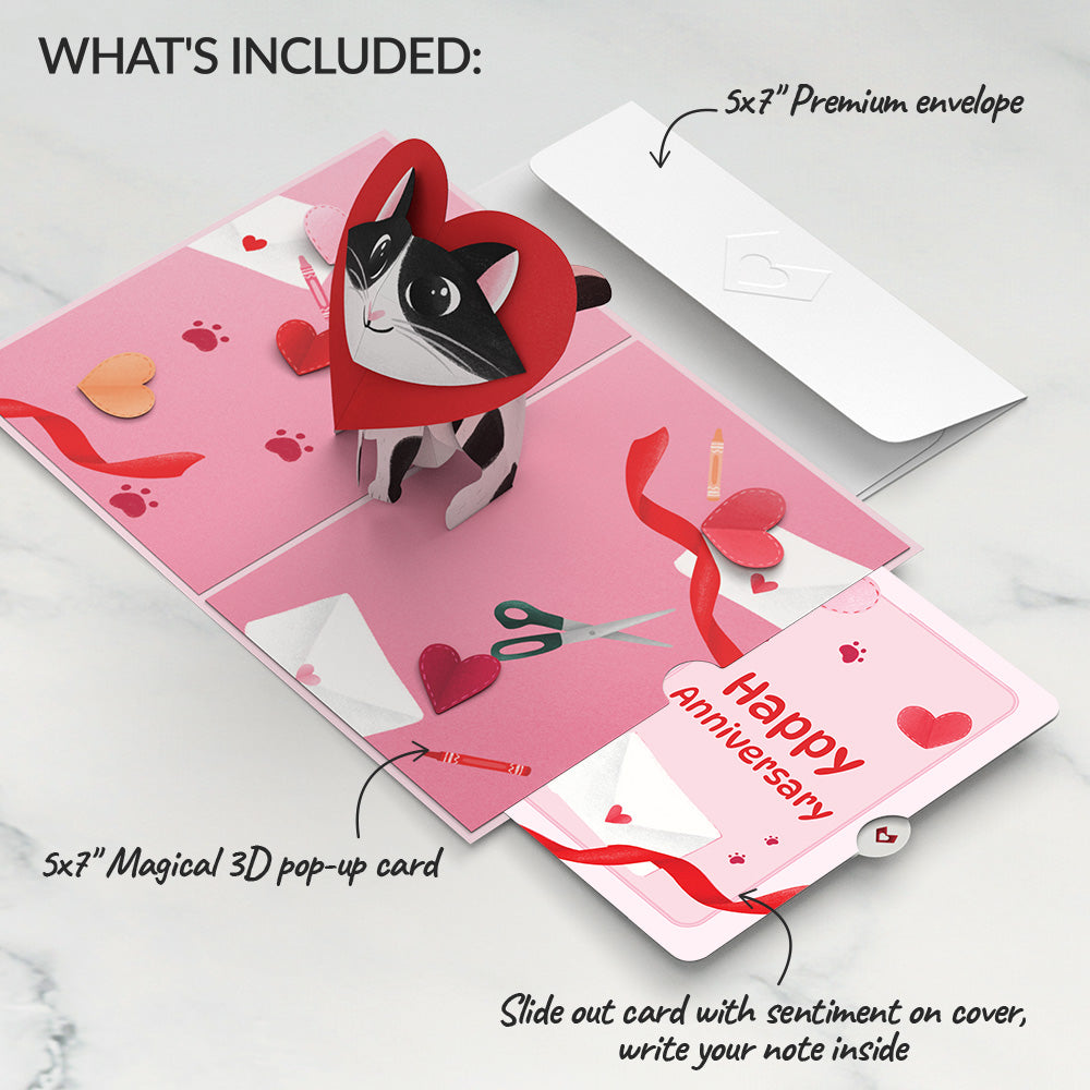 Crafty Love Cat Anniversary Pop-Up Card and Sentiment Set