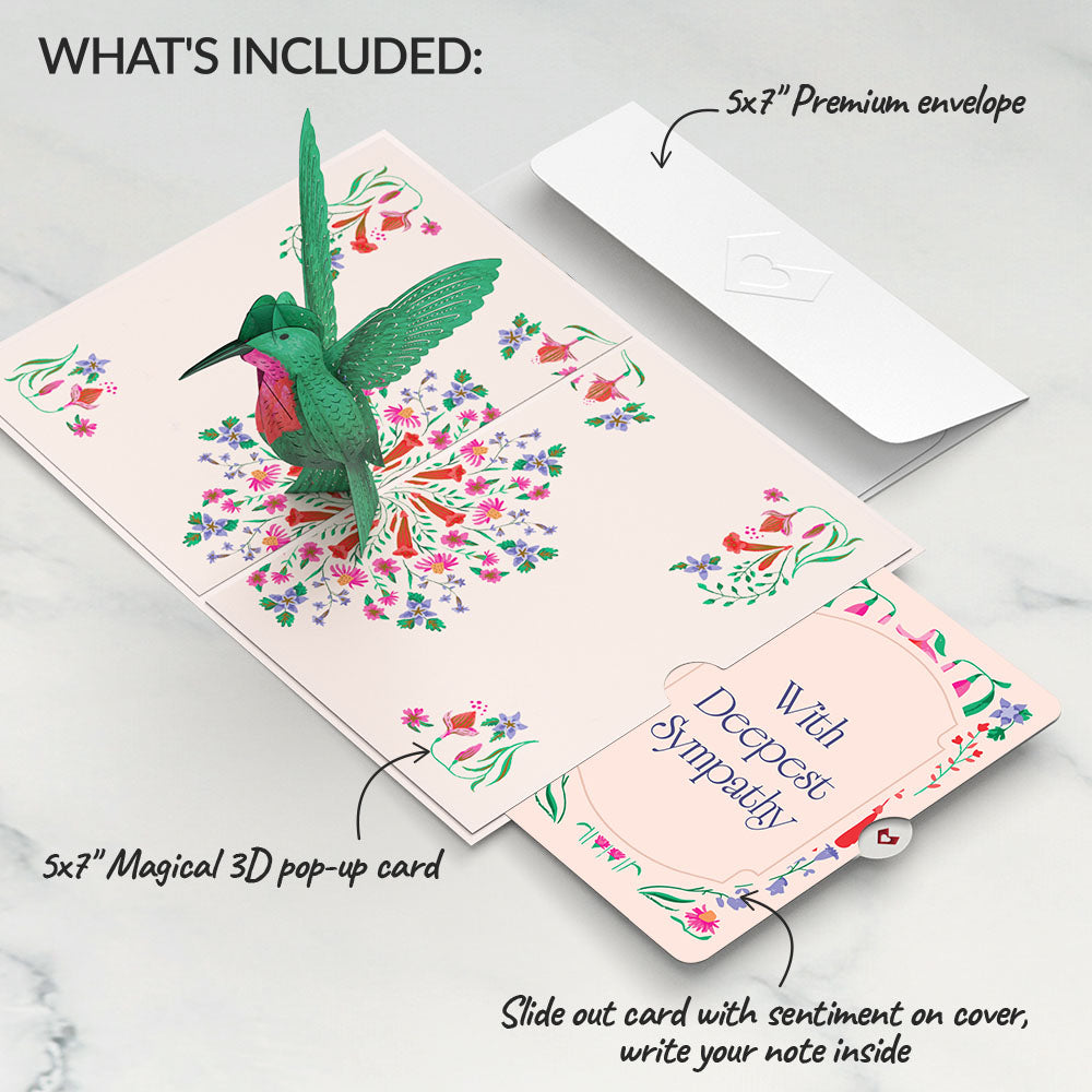 Whimsical Hummingbird Sympathy Pop-Up Card and Sentiment Set