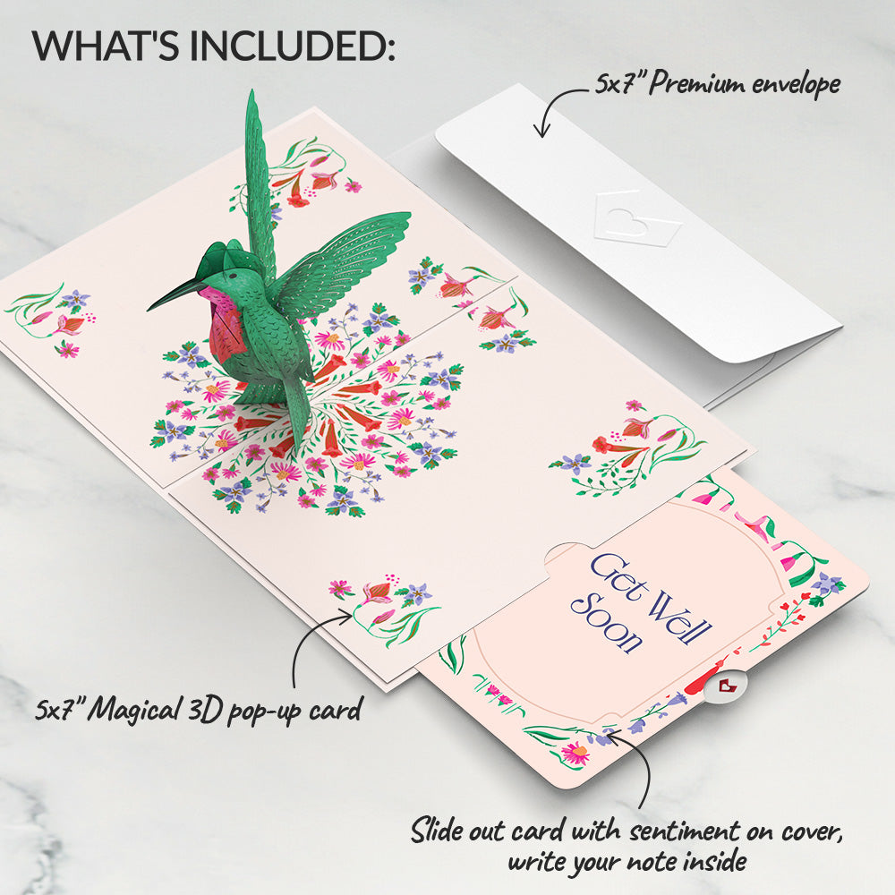 Whimsical Hummingbird Get Well Pop-Up Card and Sentiment Set
