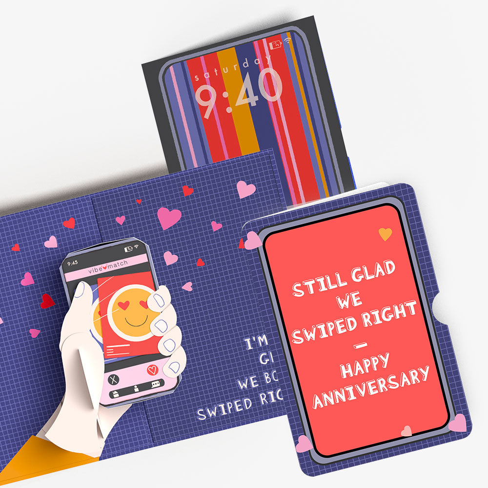 So Glad We Swiped Right Anniversary Pop-Up Card and Sentiment Set