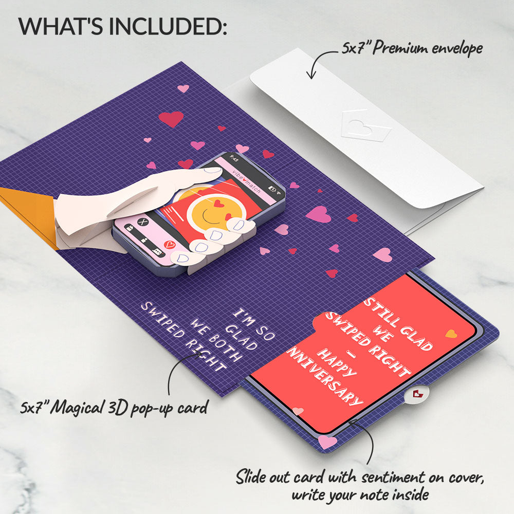 So Glad We Swiped Right Anniversary Pop-Up Card and Sentiment Set