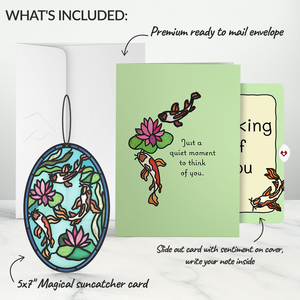 Quiet Moment Koi Pond Thinking of You Suncatcher Card and Sentiment Set