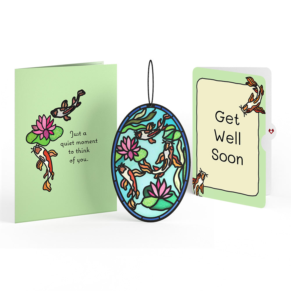 Quiet Moment Koi Pond Get Well Suncatcher Card and Sentiment Set