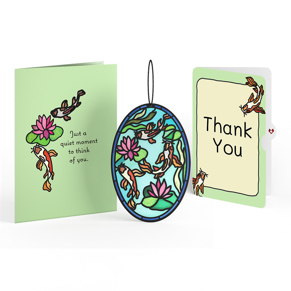 Quiet Moment Koi Pond Thank You Suncatcher Card and Sentiment Set