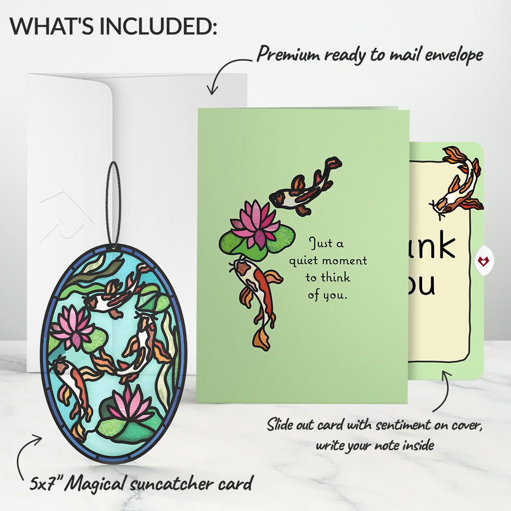Quiet Moment Koi Pond Thank You Suncatcher Card and Sentiment Set