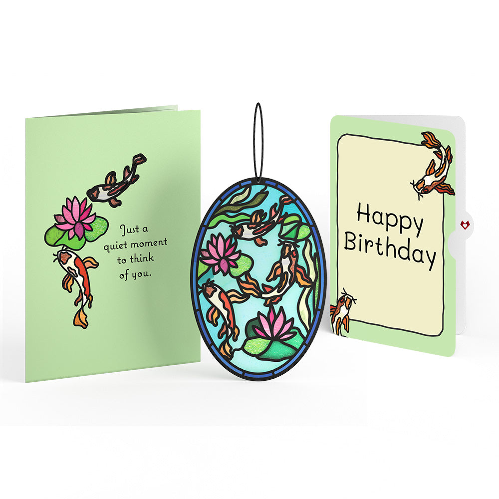 Quiet Moment Koi Pond Birthday Suncatcher Card and Sentiment Set