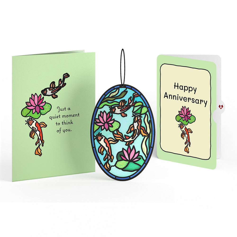 Quiet Moment Koi Pond Anniversary Suncatcher Card and Sentiment Set