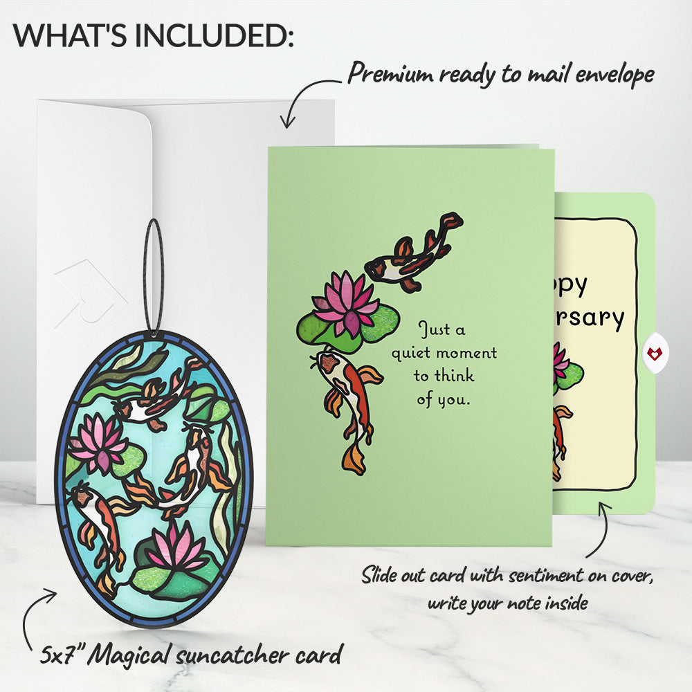 Quiet Moment Koi Pond Anniversary Suncatcher Card and Sentiment Set