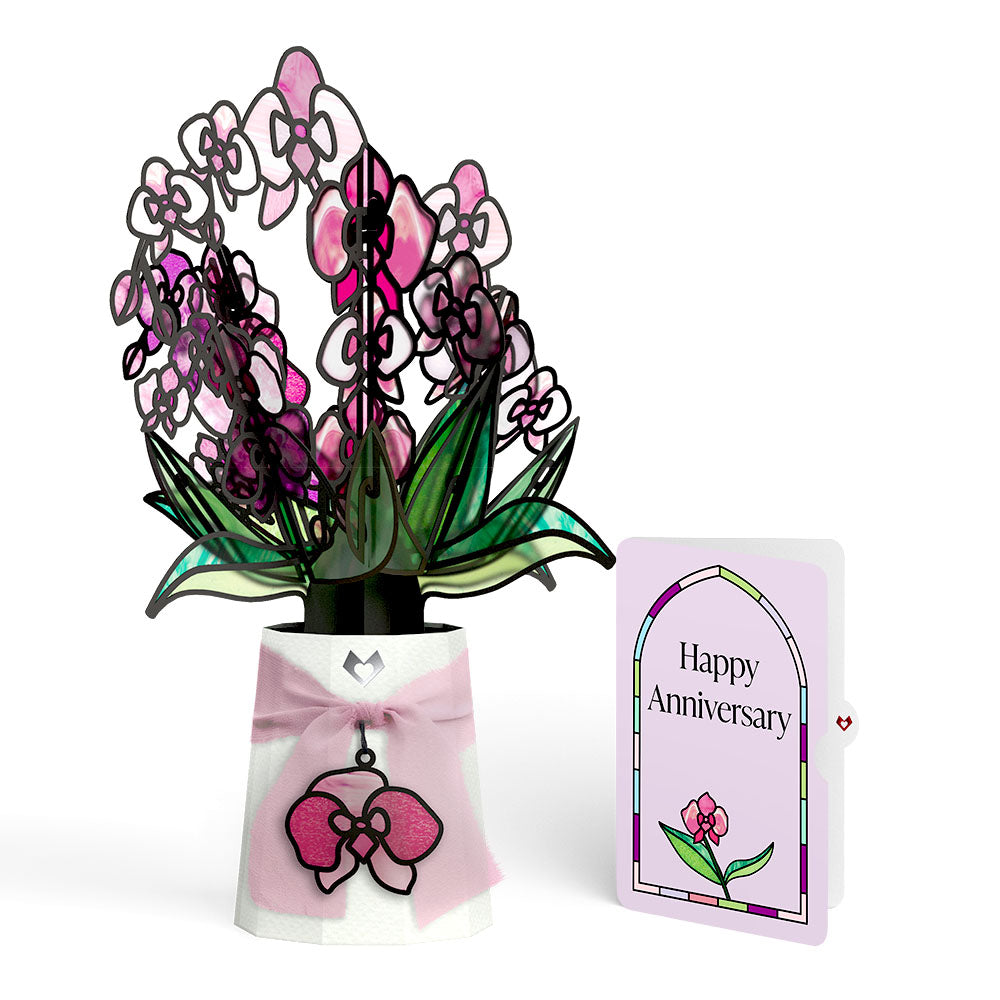 Orchid Gleam Anniversary Suncatcher Bouquet and Sentiment Set