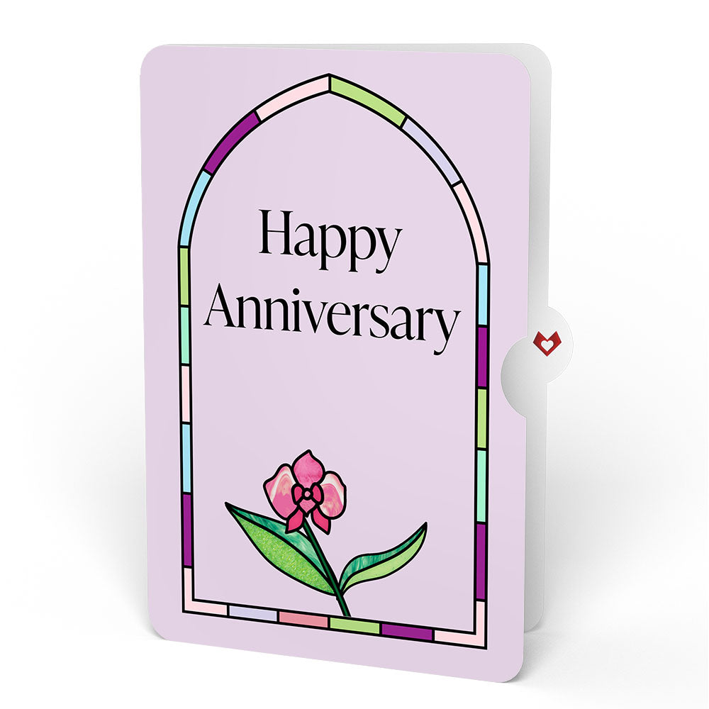 Orchid Gleam Anniversary Suncatcher Bouquet and Sentiment Set