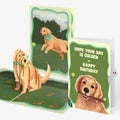 Playful Golden Retriever Birthday Pop-Up Card and Sentiment Set