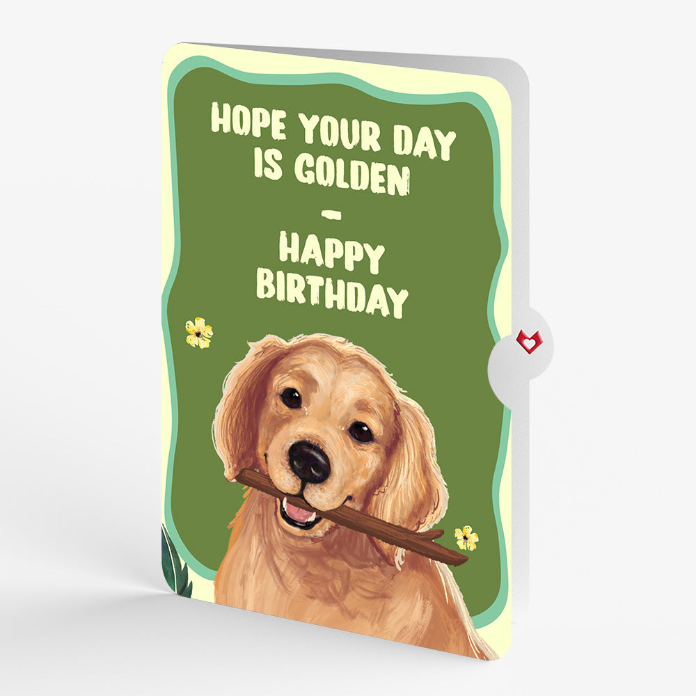 Playful Golden Retriever Birthday Pop-Up Card and Sentiment Set