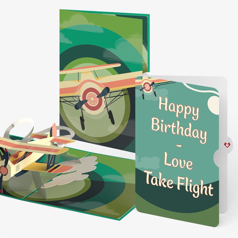 Vintage Plane Birthday Pop-Up Card and Love Flight Sentiment Set