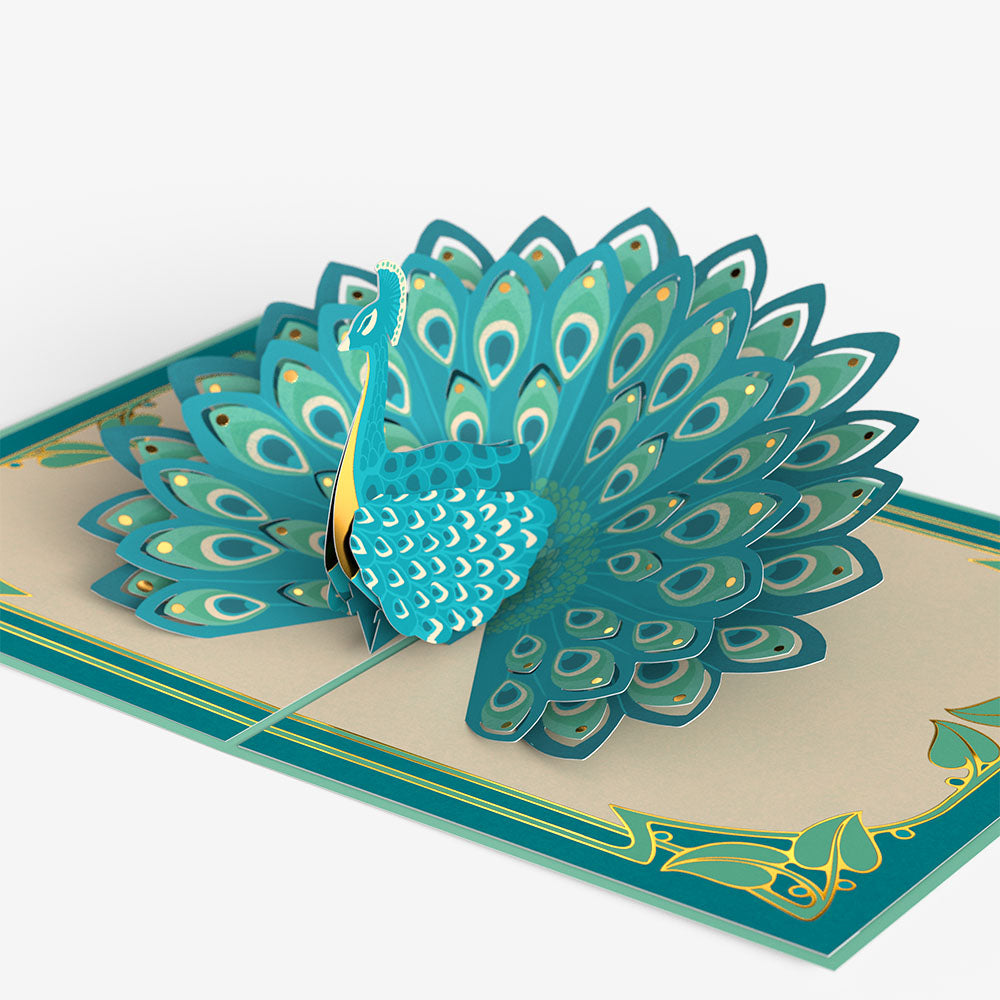 Art Deco Peacock Birthday Pop-Up Card and Sentiment Set