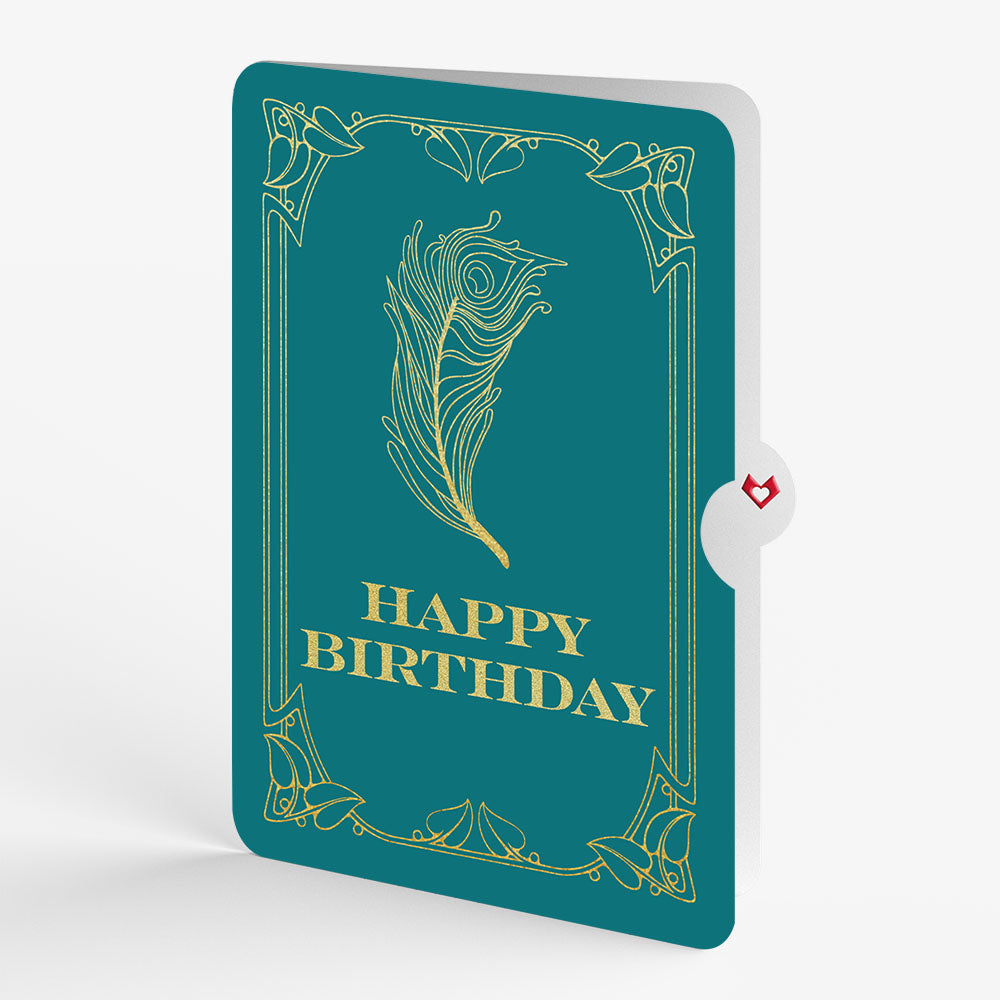 Art Deco Peacock Birthday Pop-Up Card and Sentiment Set