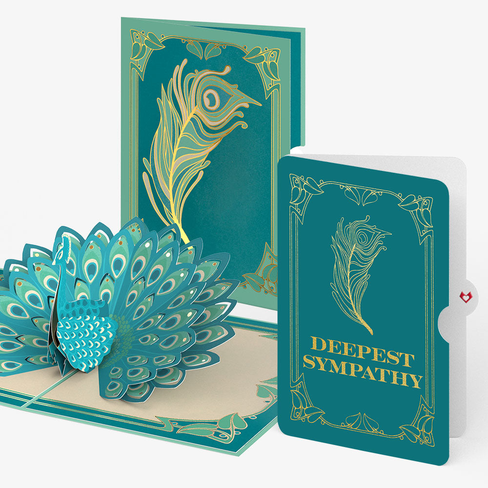 Art Deco Peacock Sympathy Pop-Up Card and Sentiment Set