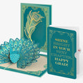 Art Deco Peacock Graduations Pop-Up Card and Sentiment Set