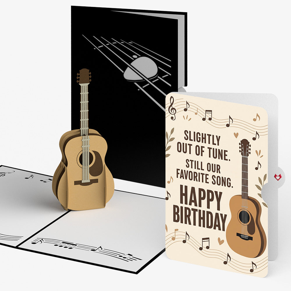 Acoustic Guitar Birthday Pop-Up Card and Favorite Song Sentiment Set