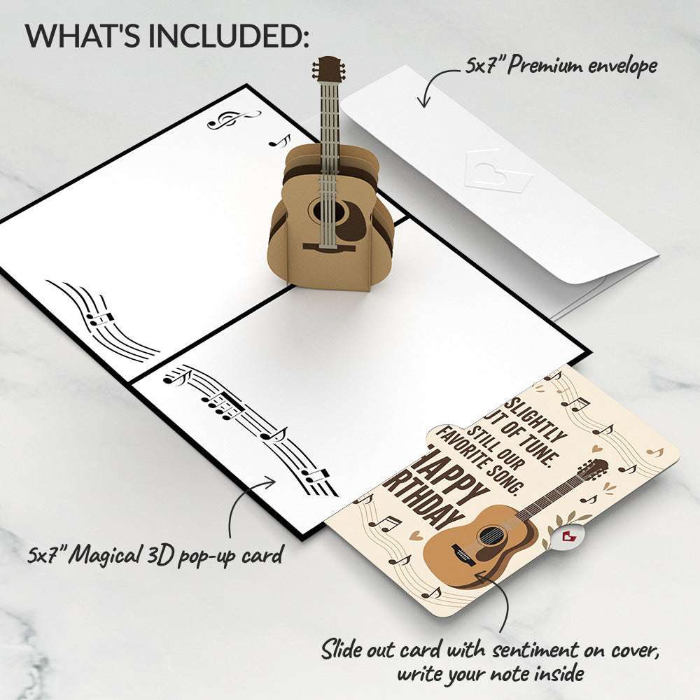 Acoustic Guitar Birthday Pop-Up Card and Favorite Song Sentiment Set