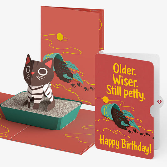 Mischievous Cat Birthday Pop-Up Card and Still Petty Sentiment Set