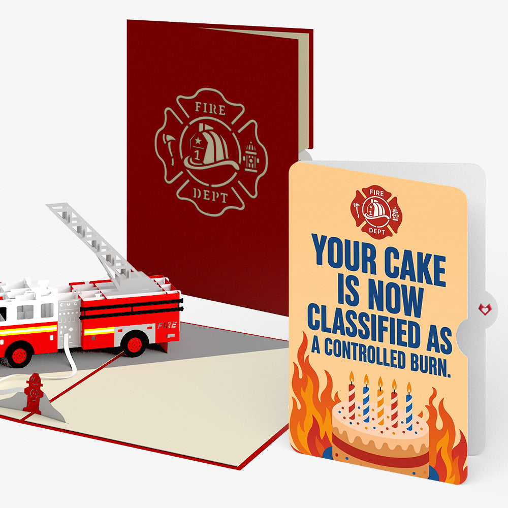Fire Truck Birthday Pop-Up Card and Controlled Burn Sentiment Set