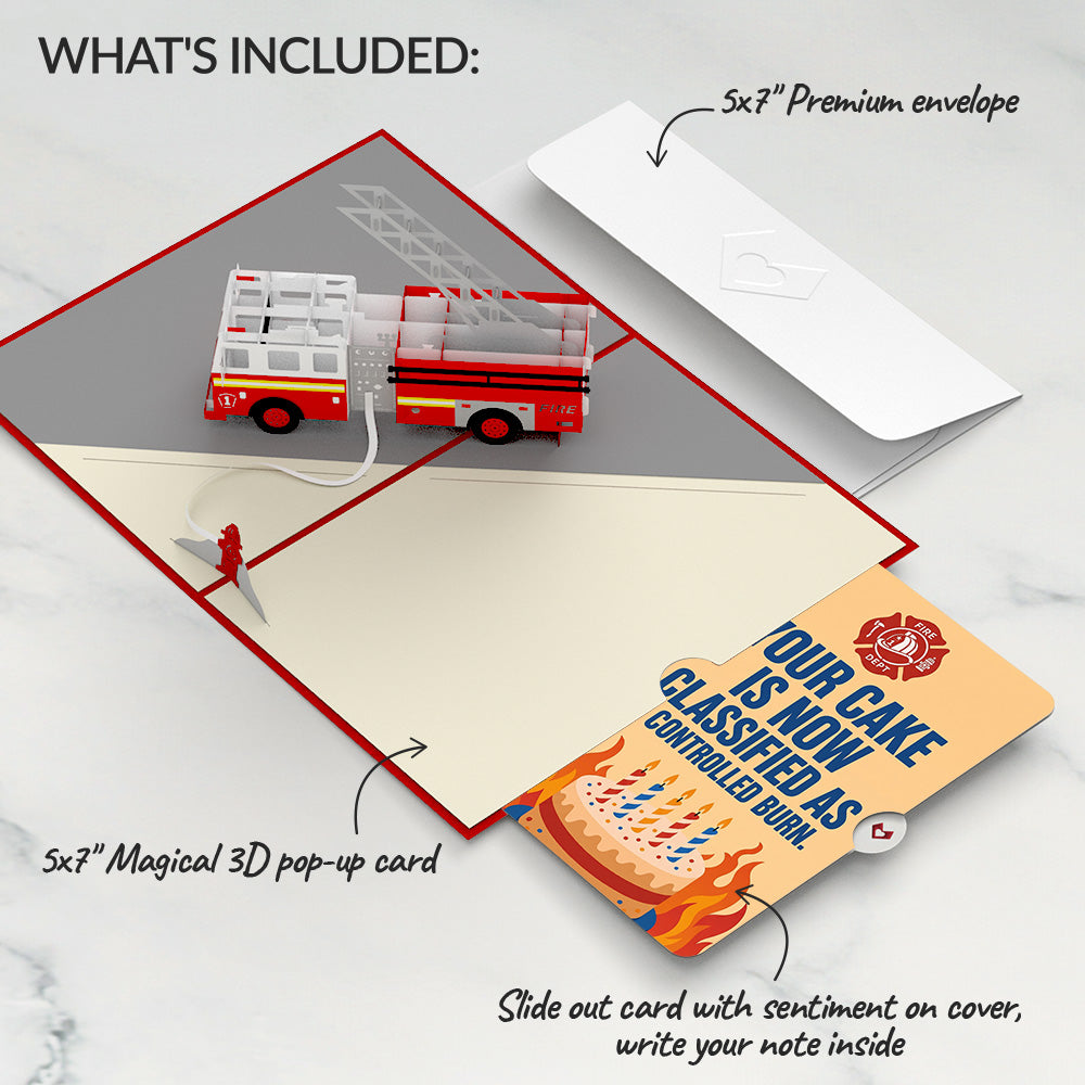 Fire Truck Birthday Pop-Up Card and Controlled Burn Sentiment Set