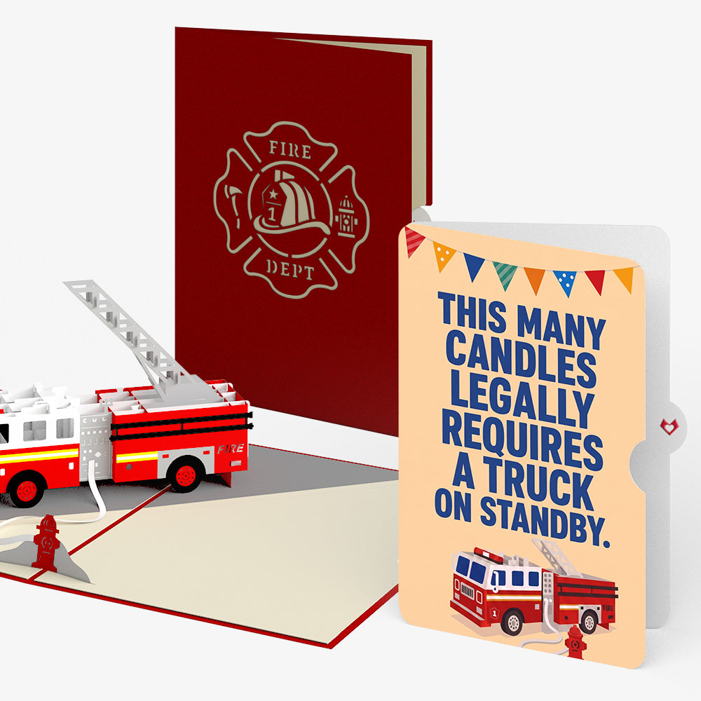 Fire Truck Birthday Pop-Up Card and Truck on Standby Sentiment Set