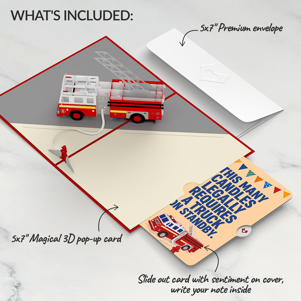 Fire Truck Birthday Pop-Up Card and Truck on Standby Sentiment Set