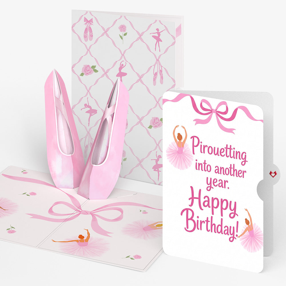 Ballet Slippers Birthday Pop-Up Card and Pirouetting Another Year Sentiment Set