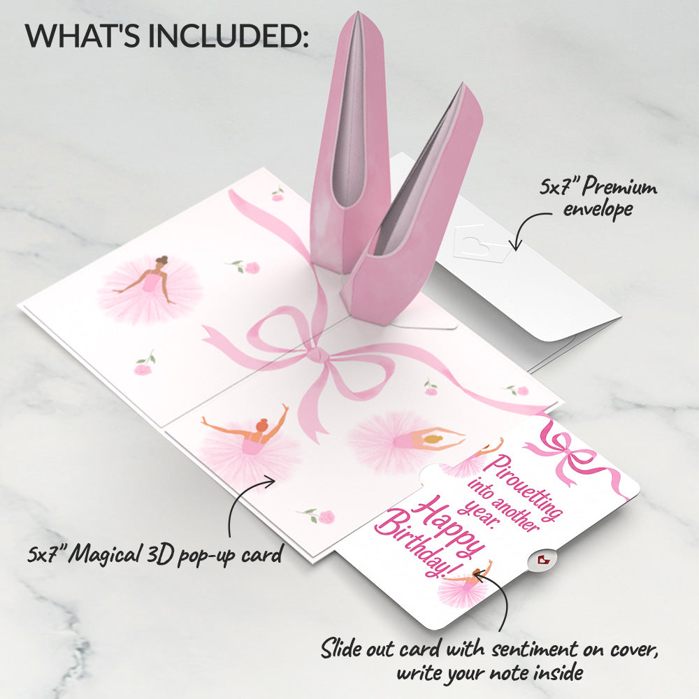 Ballet Slippers Birthday Pop-Up Card and Pirouetting Another Year Sentiment Set
