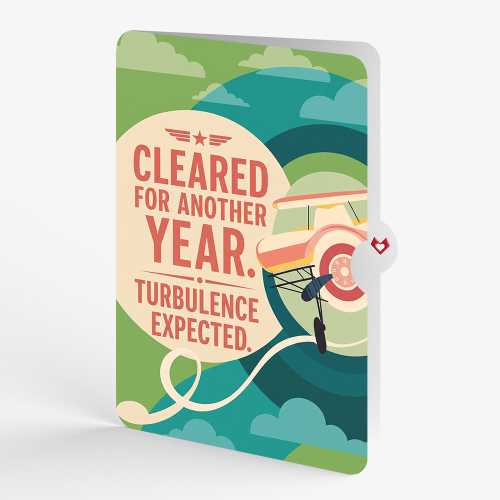 Vintage Plane Birthday Pop-Up Card and Turbulence Expected Sentiment Set