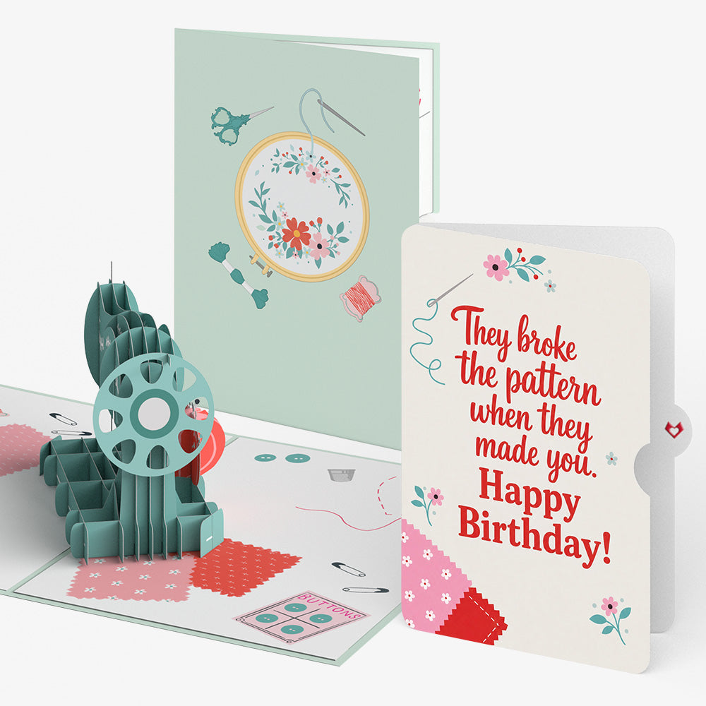 Classic Sewing Machine Birthday Pop-Up Card and Broke The Pattern Sentiment Set