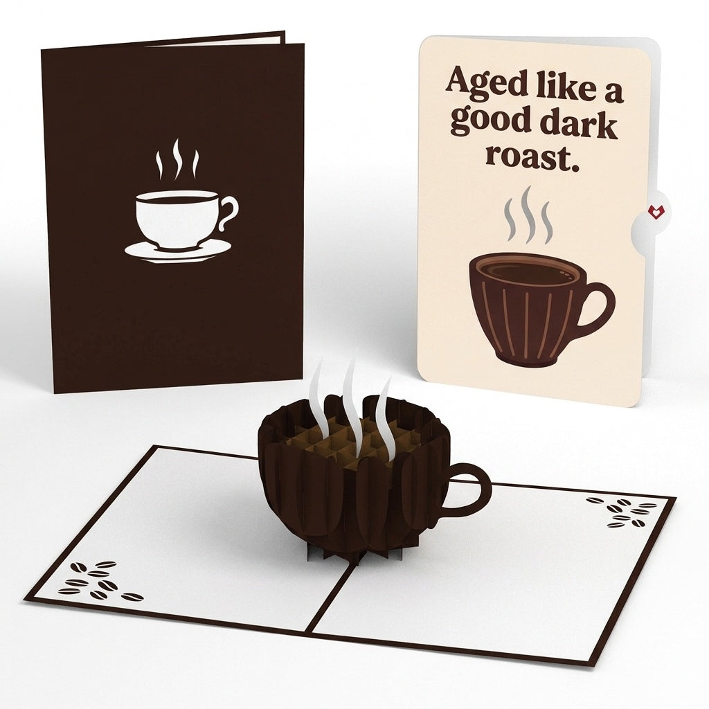 Coffee Cup Birthday Pop-Up Card and Dark Roast Sentiment Set