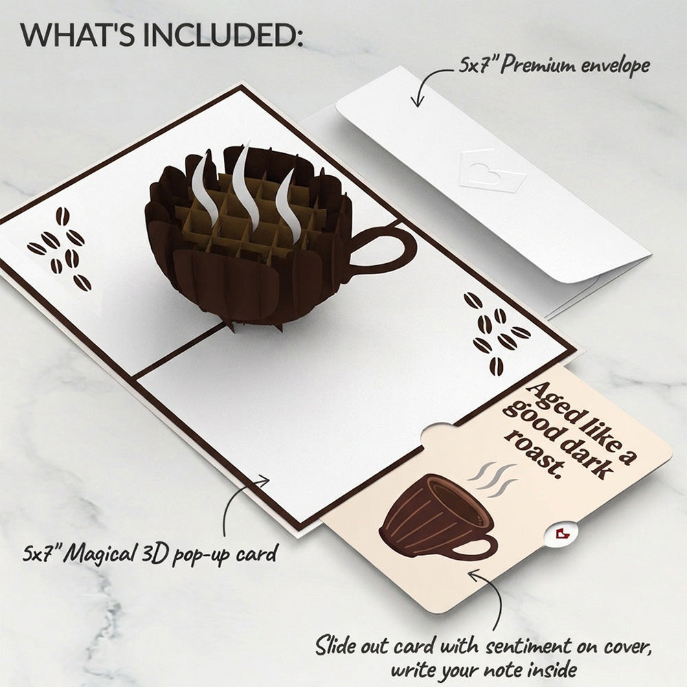 Coffee Cup Birthday Pop-Up Card and Dark Roast Sentiment Set