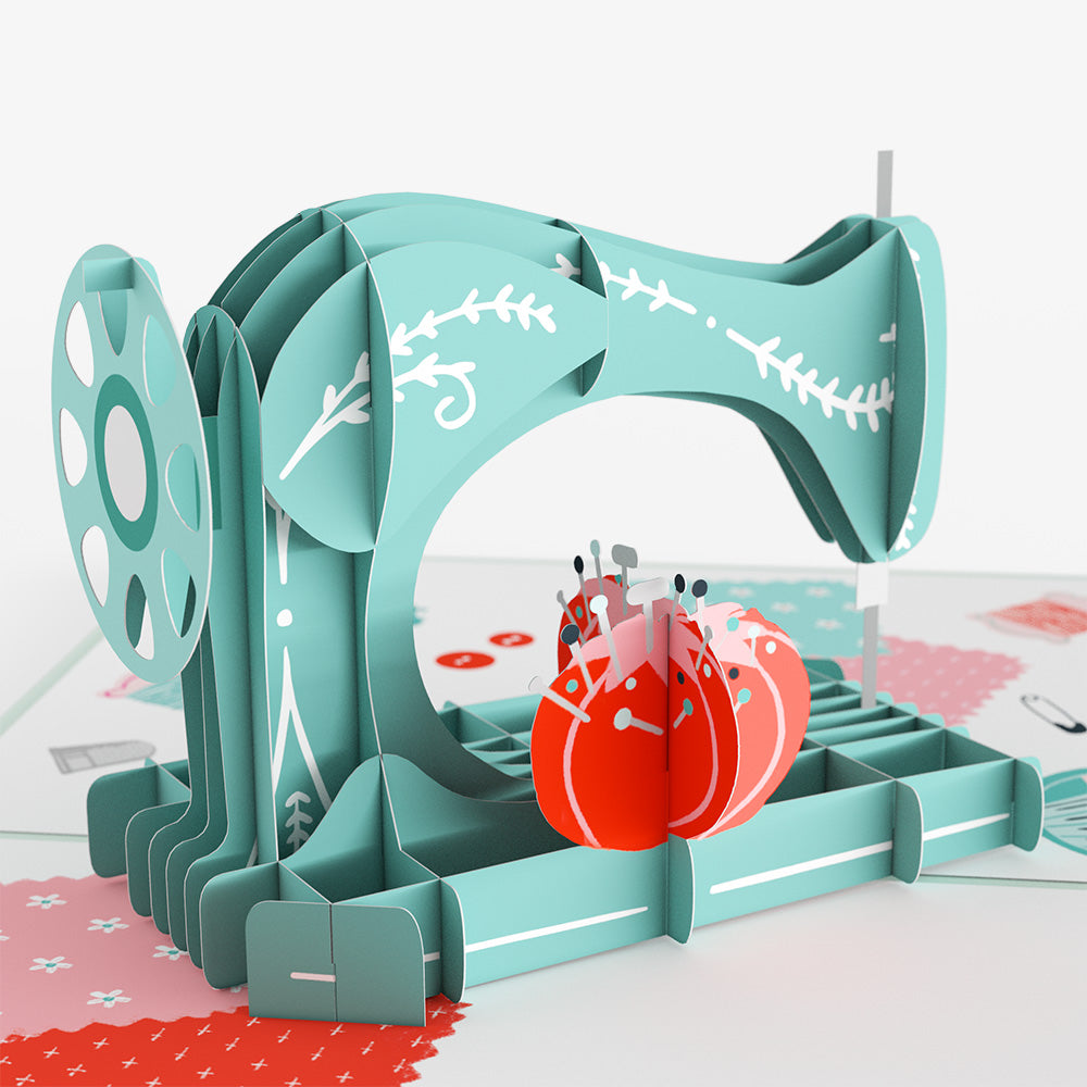 Classic Sewing Machine Birthday Pop-Up Card and Aging Seamlessly Sentiment Set