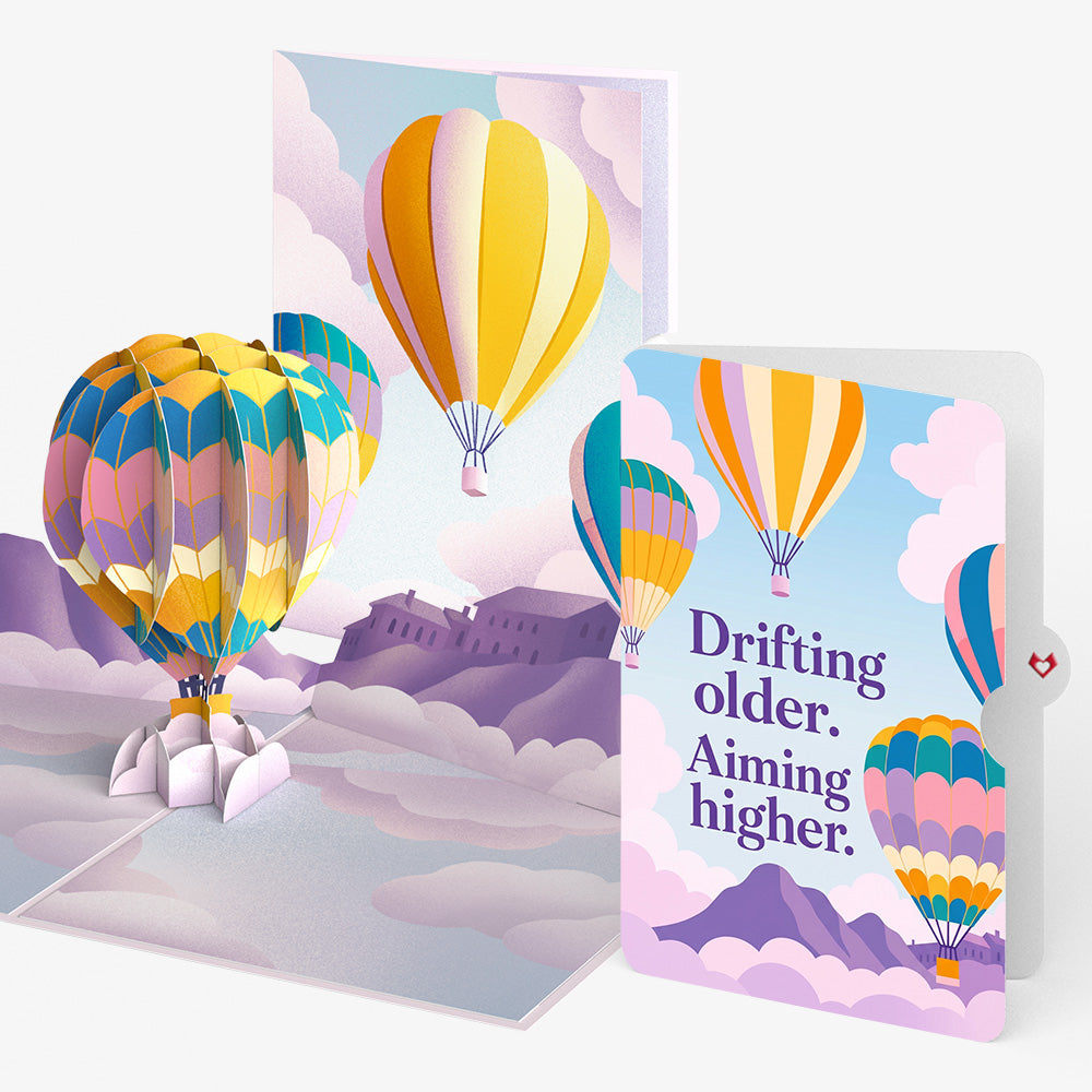 Majestic Hot Air Balloon Birthday Pop-Up Card and Drifting Older Sentiment Set