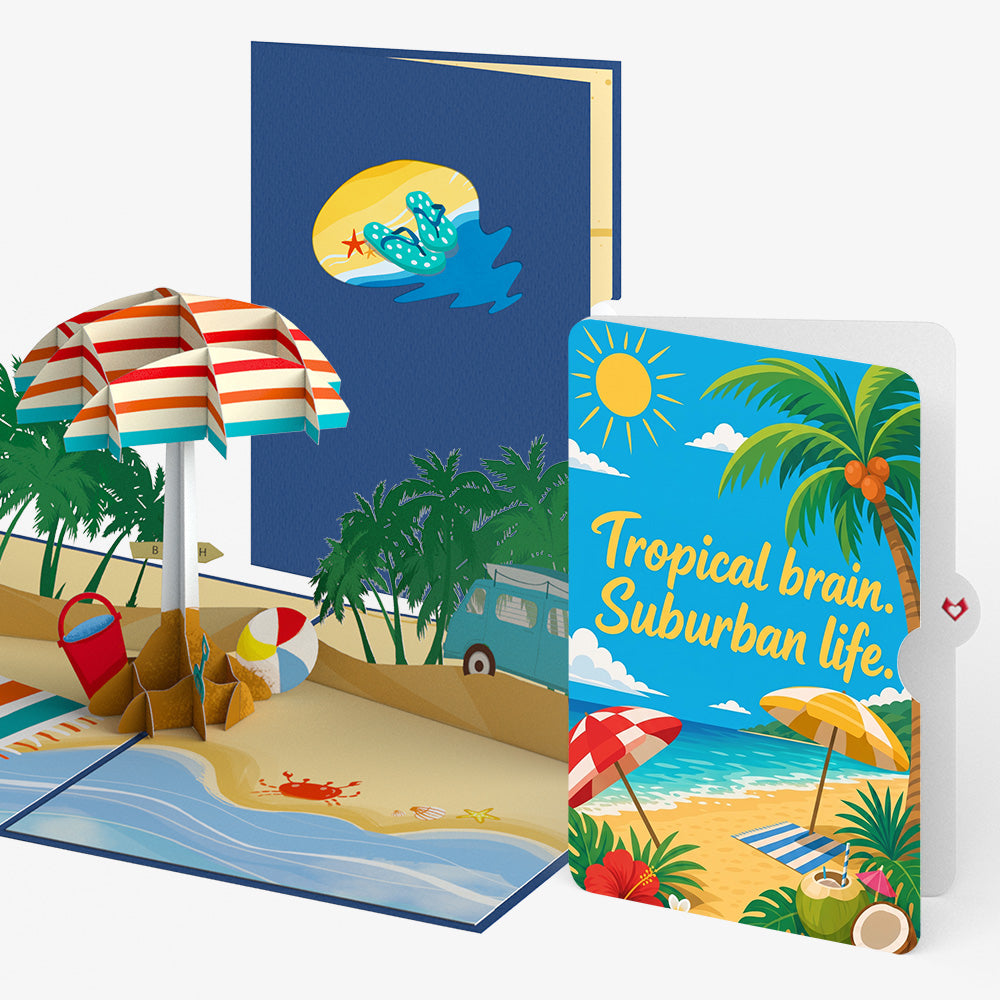 Sandy Shores Birthday Pop-Up Card and Tropical Brain Sentiment Set