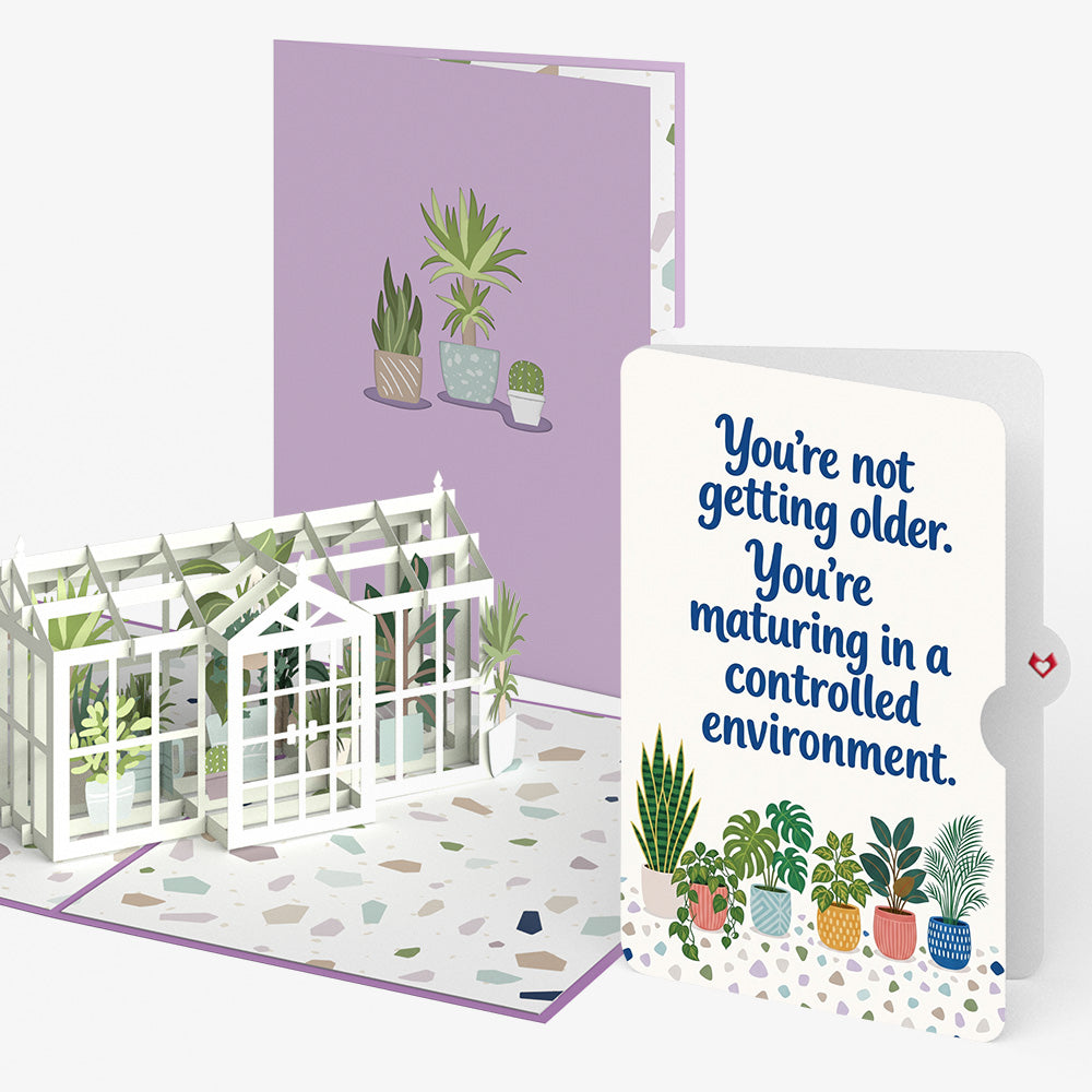 Greenhouse Garden Birthday Pop-Up Card and Controlled Plants Sentiment Set