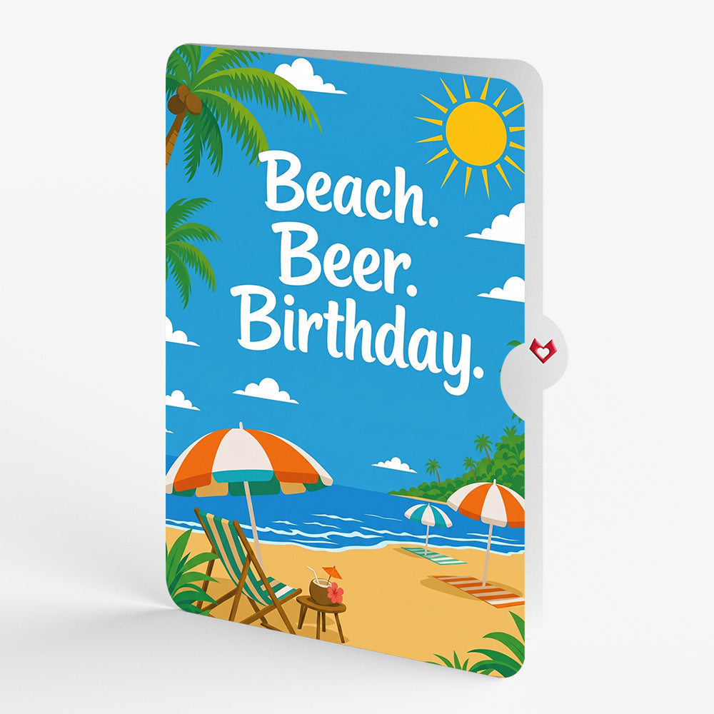 Sandy Shores Birthday Pop-Up Card and Beach Beer Sentiment Set
