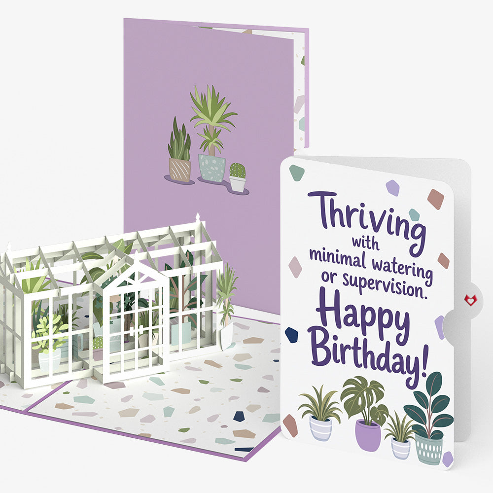 Greenhouse Garden Birthday Pop-Up Card and Thriving Plants Sentiment Set
