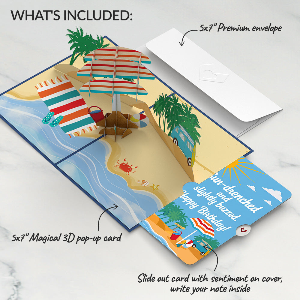 Sandy Shores Birthday Pop-Up Card and Sun-Drenched Beach Sentiment Set