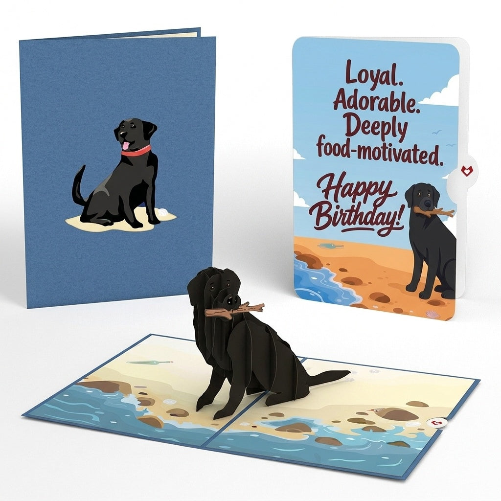 Black Lab Birthday Pop-Up Card and Food Motivated Sentiment Set